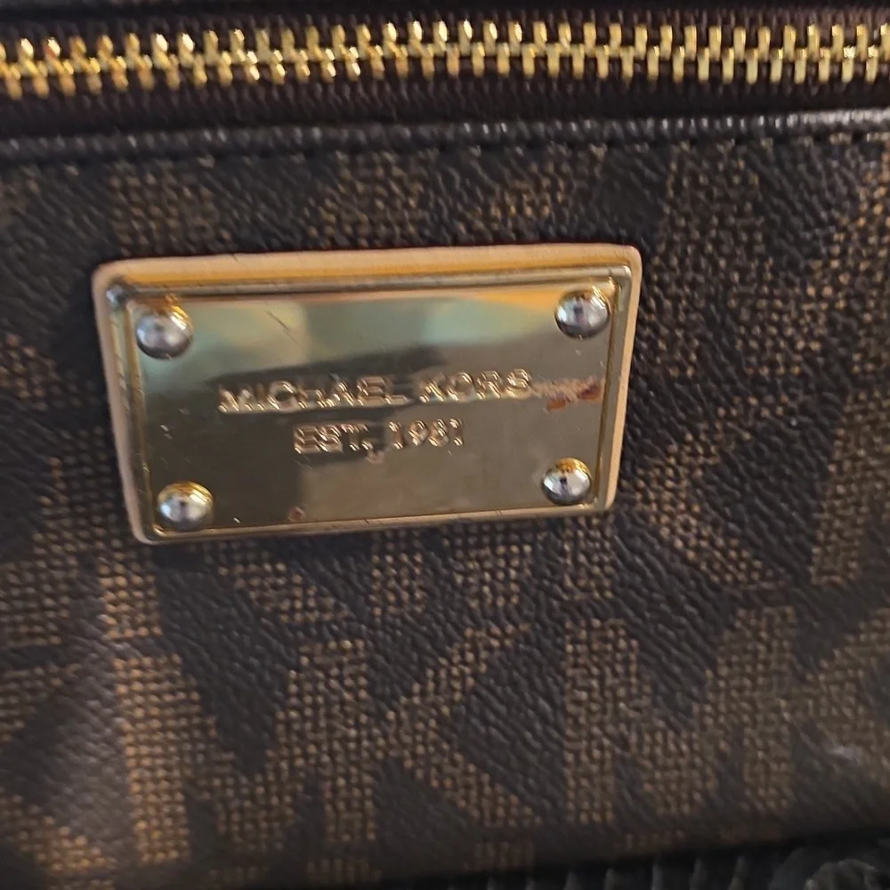 Michael Kors Brown Wristlet with Gold Accents‎
